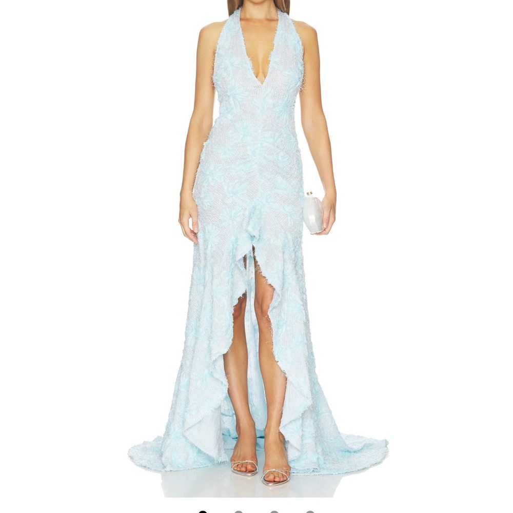 Noorah Gown- in Capri Blue Halter High-low gown